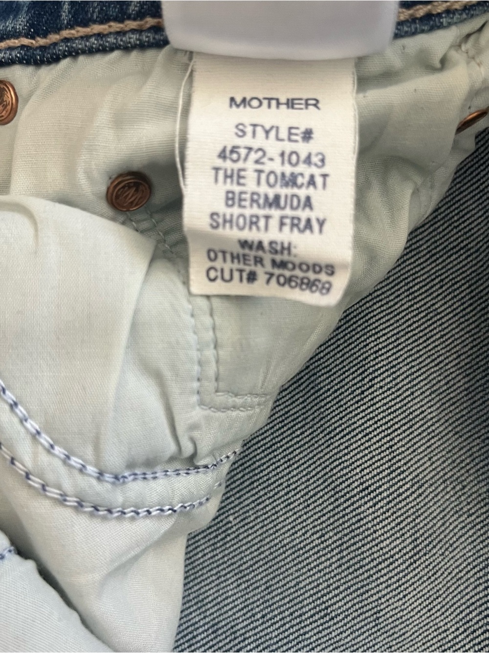 MOTHER The Tomcat Bermuda Short Fray Other Moods Denim Shorts Button Fly 26 - Picture 6 of 15